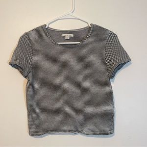 american eagle black and white checkered baby doll cropped tee